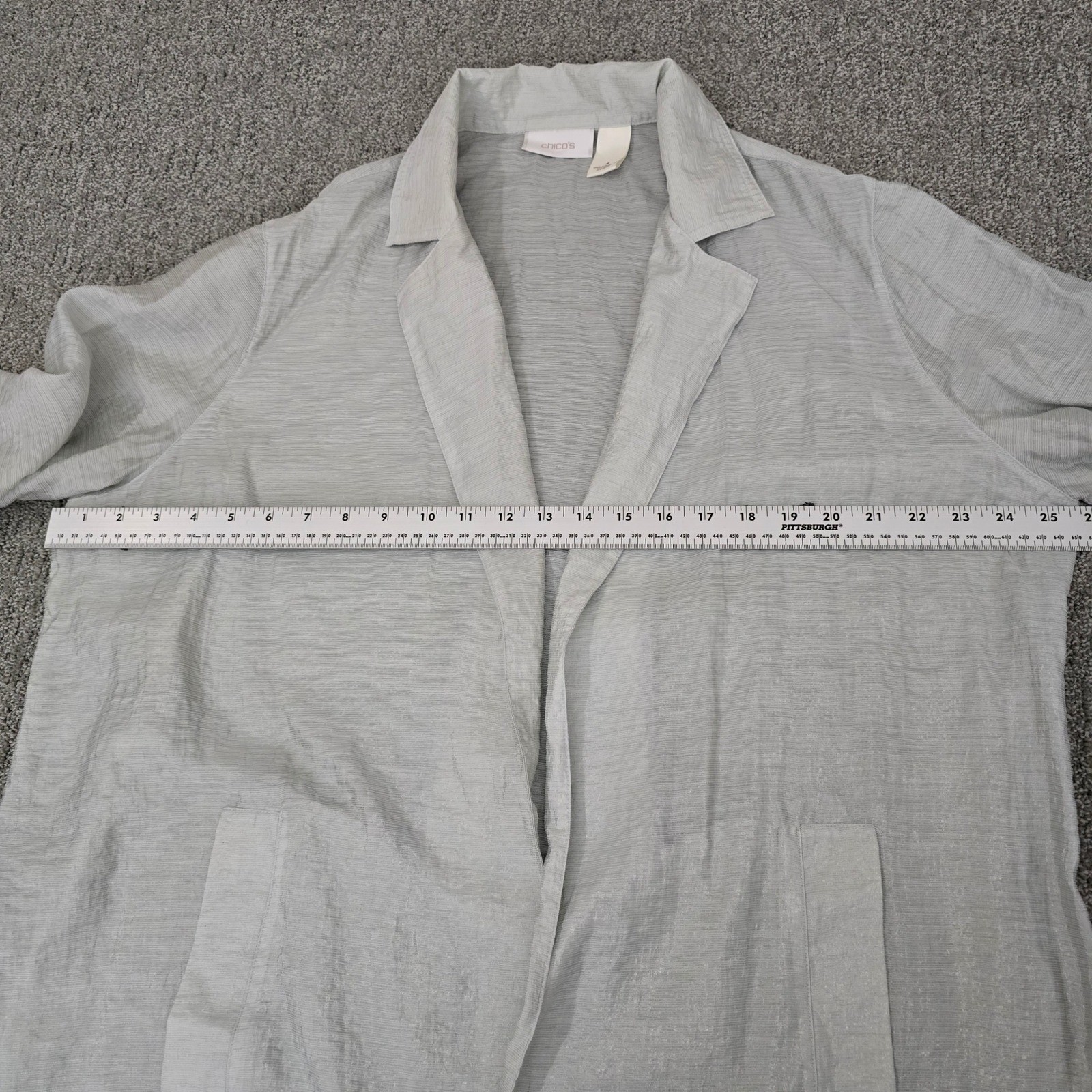 Chicos Lightweight Open Front Blazer Jacket Womens 4 Neutral Casual XXL