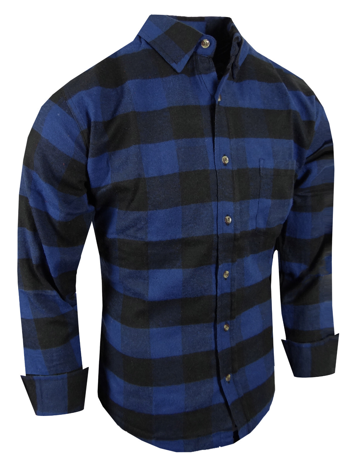 Plaid Flannel Shirt Soft Mens Cotton Big Check Pattern Chest Pocket Casual Light