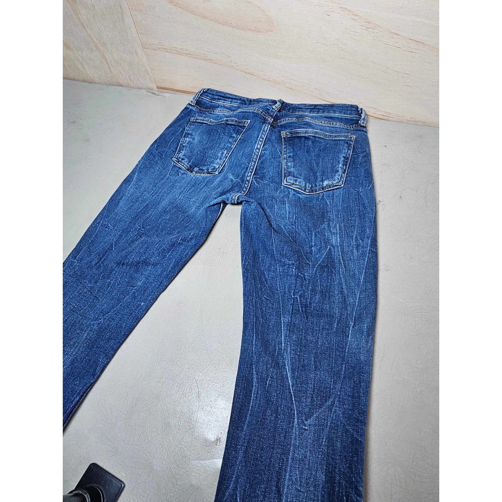 Zara Woman Premium Denim Distressed Slim Jeans Blue Frayed Hem Size 6 2606-115