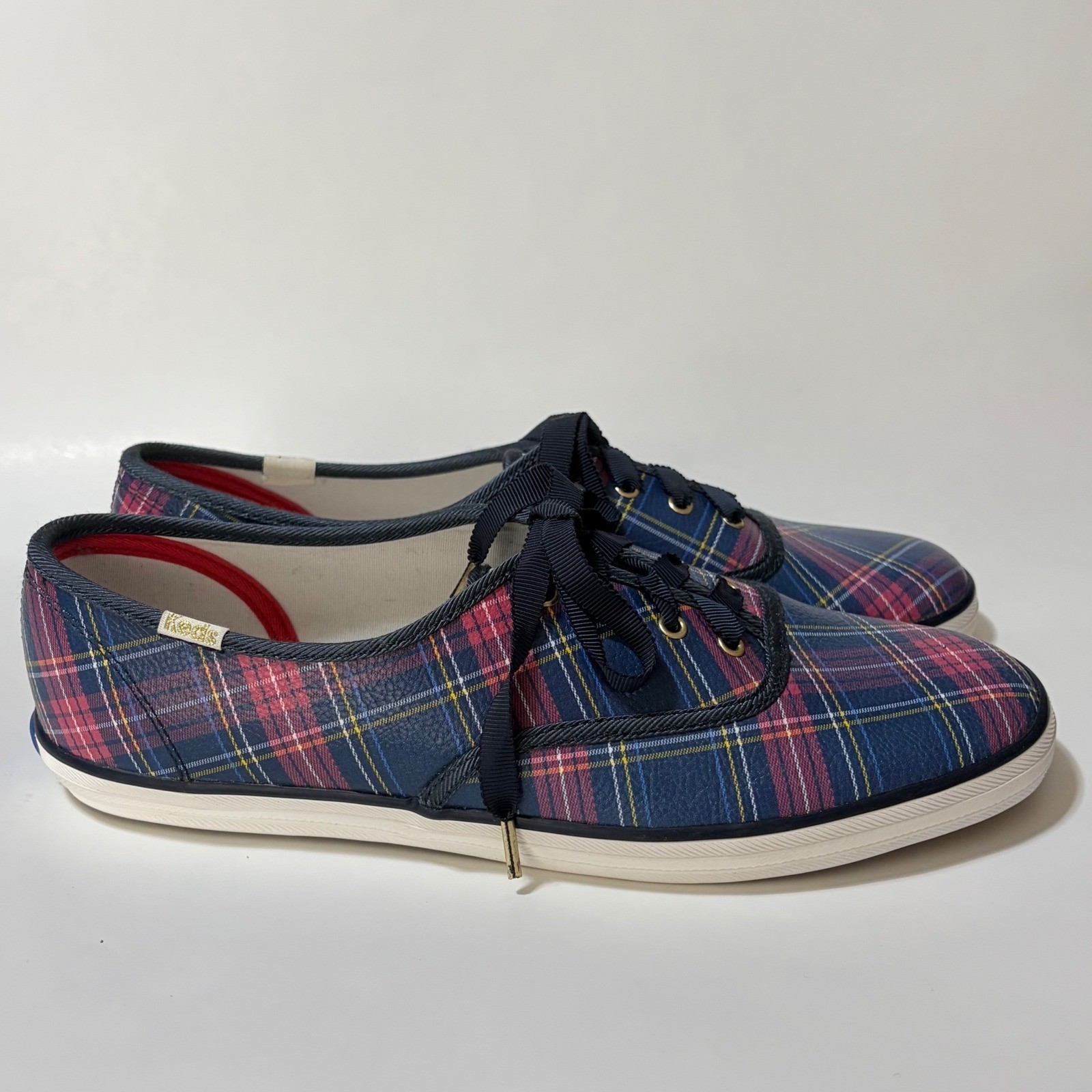 Talbots Exclusive Plaid Leather Sneakers Size 9 Preppy Classic Holiday NWOB