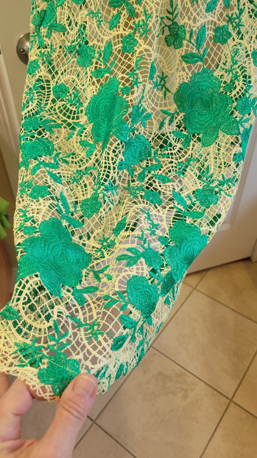 Dillards Alex Marie green/cream crochet midi dress sz 4 NWT