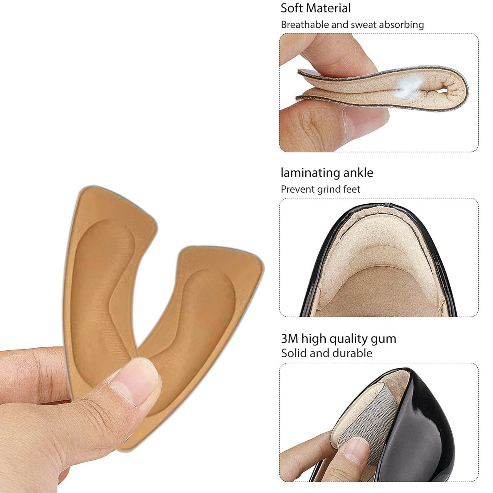 2Pairs High Heel Liner Grip Cushion Protector Foot Shoe Insole Pad Silicone Gel