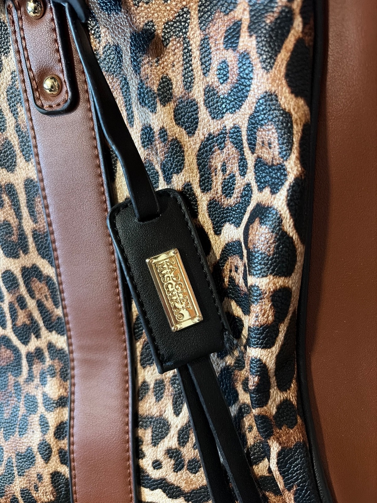 Badgley Mischka Leopard Print Travel Tote Weekender Bag