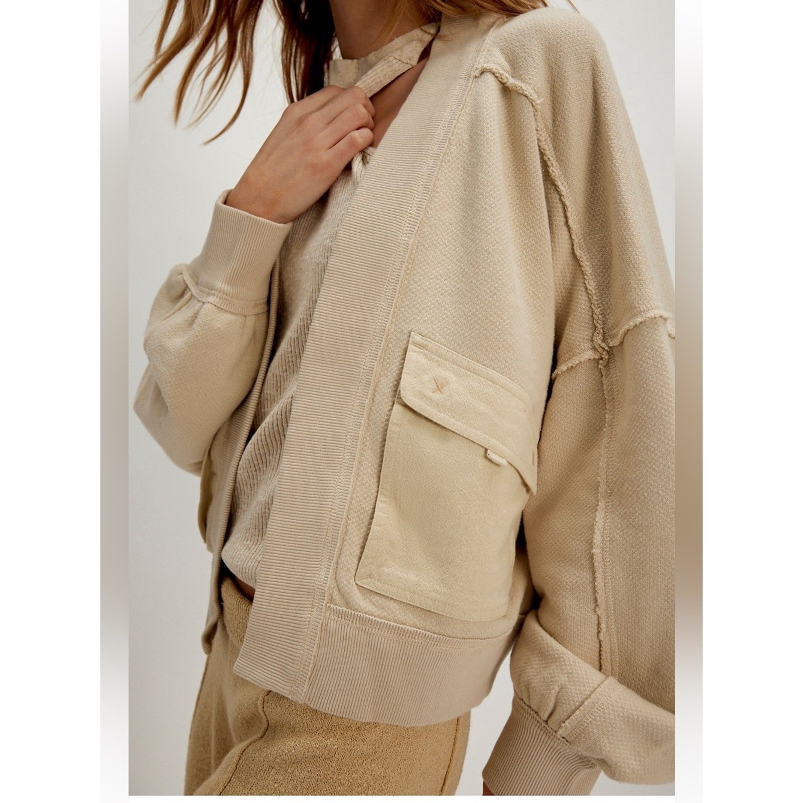 NWOT Free People We the Free Lou Day Cardigan Puff Pastry Size XL