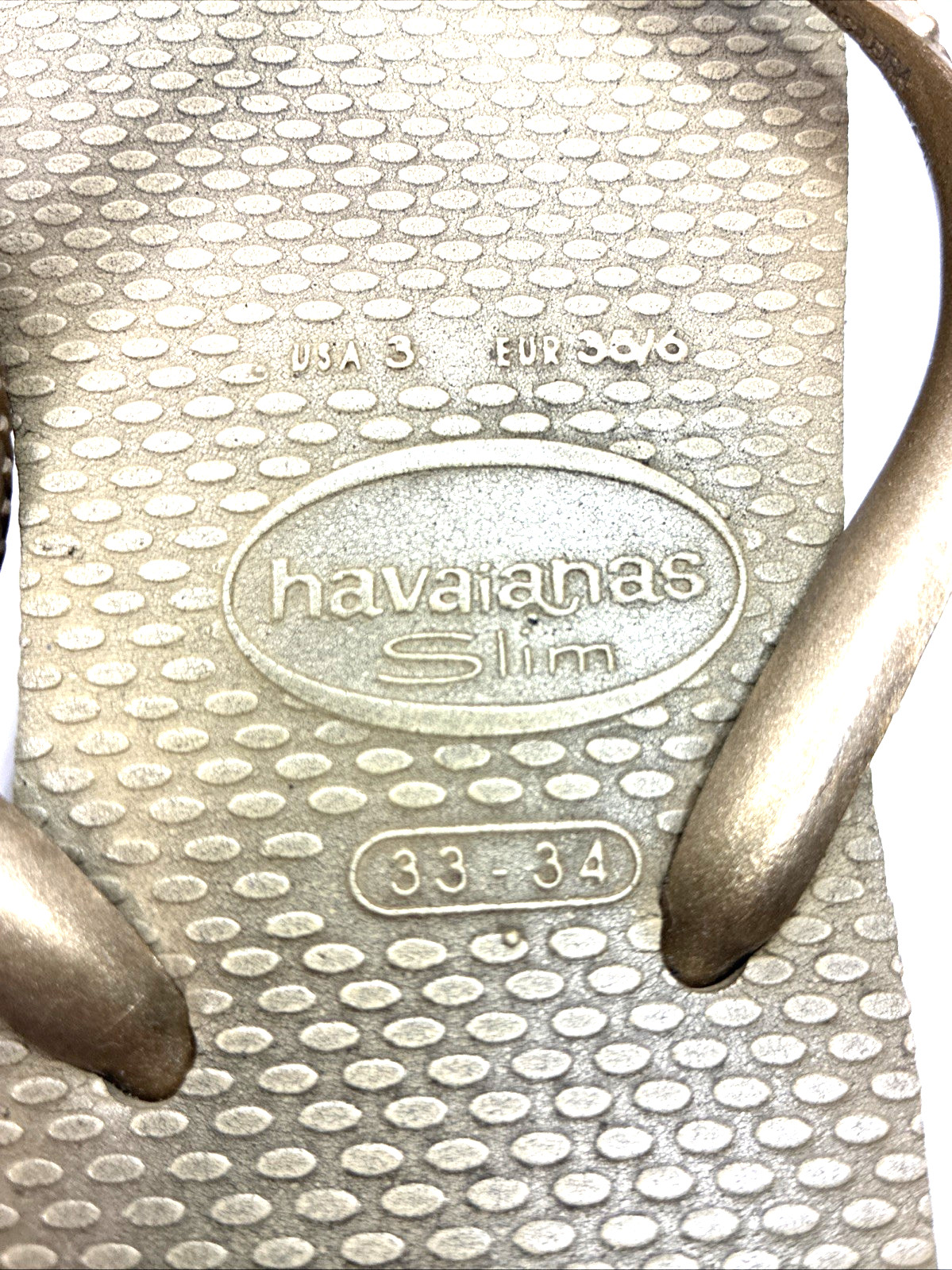Havaianas Slim Sand Grey Light Gold Flip Flops US 3 EU 33/34 Brazil Sandal