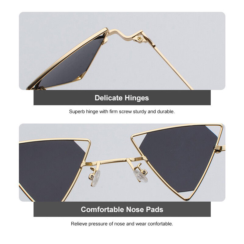 Retro Triangle Sunglasses Trendy Hippie Metal Glasses Party Street Shot Shades