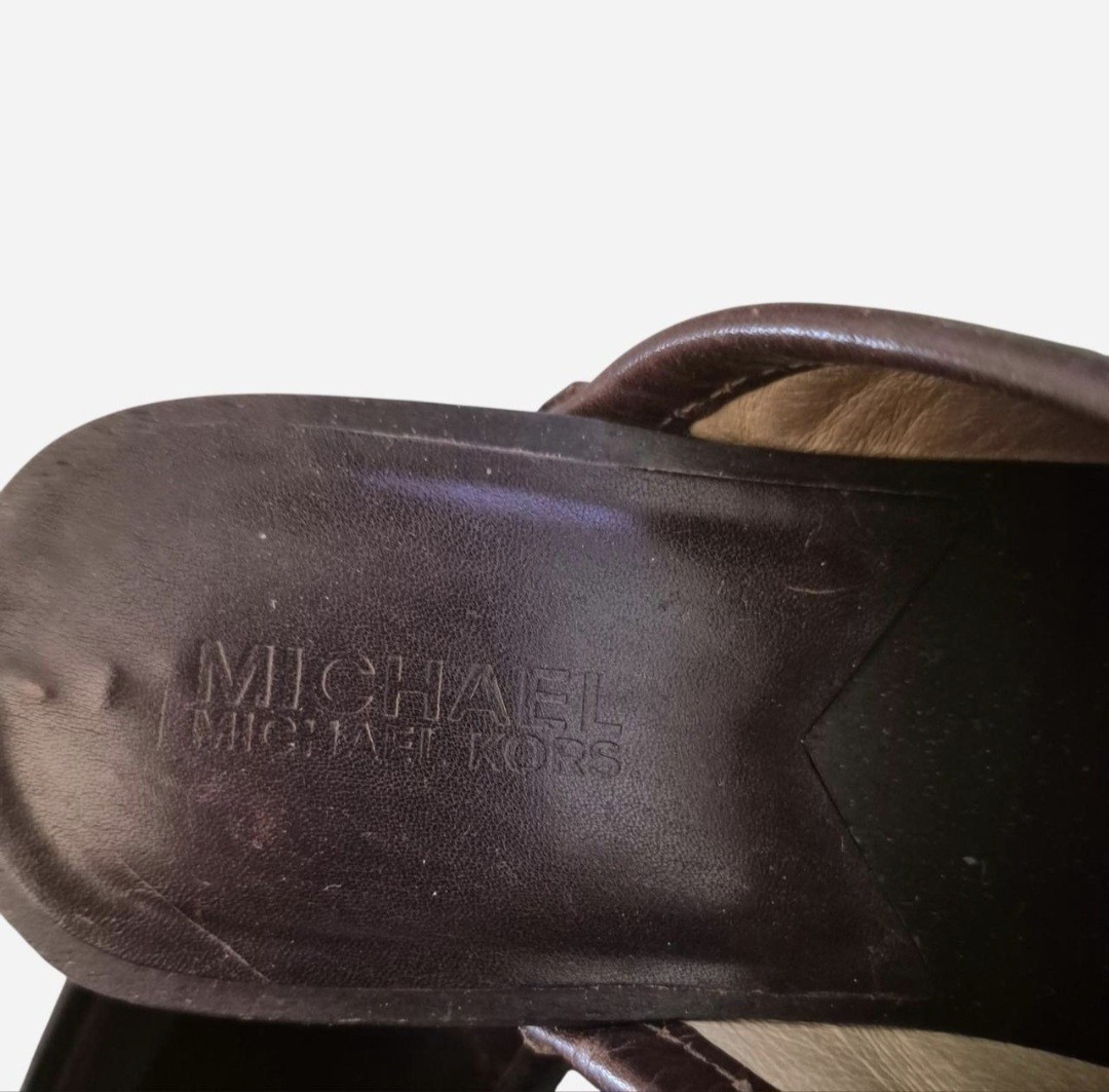 MICHAEL Michael Kors Brown Leather Studded Slip-On Mule Clogs Women’s 8.5M