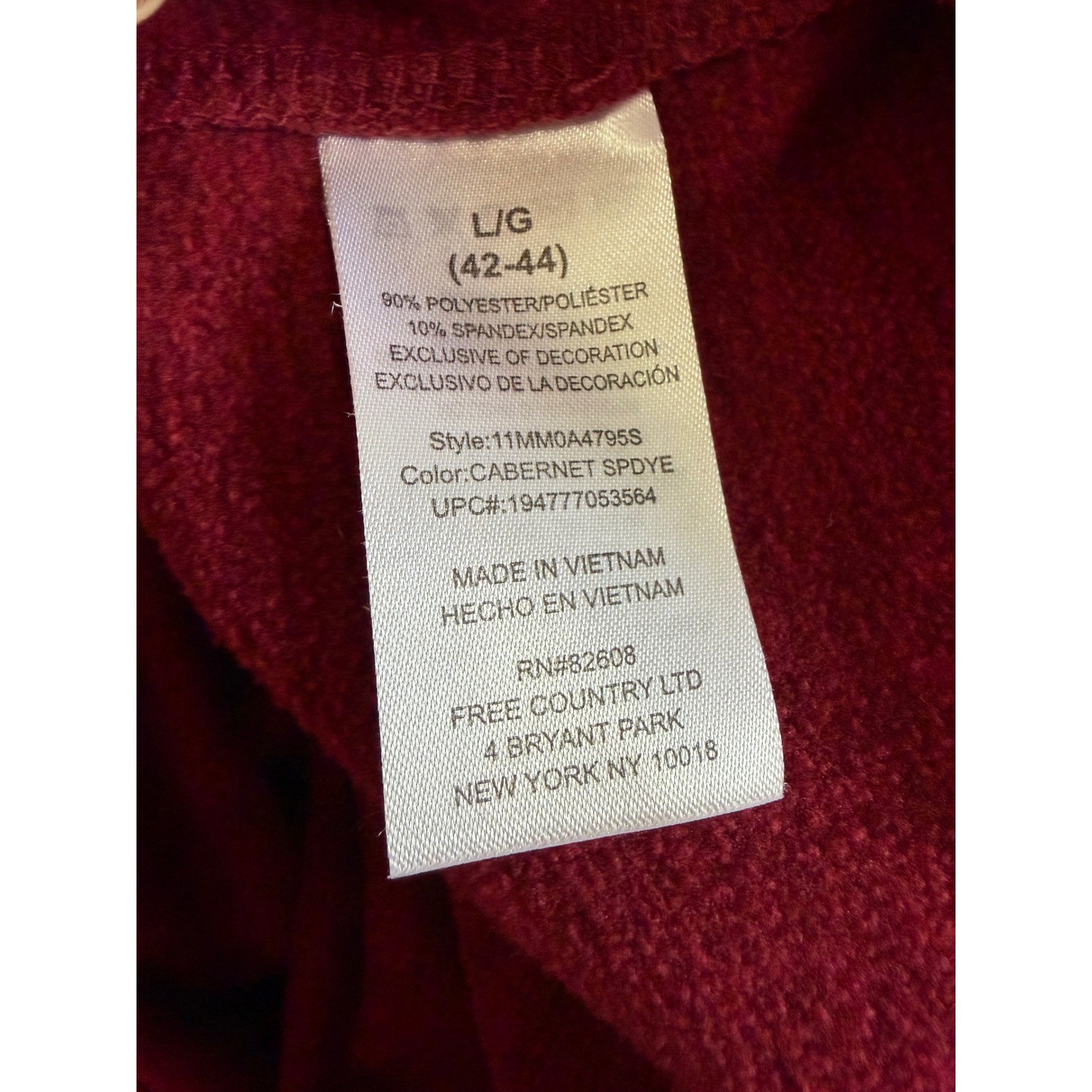 Free Country Mens Micro-Tech Long Sleeve Shirt Cabernet Space Dye Large