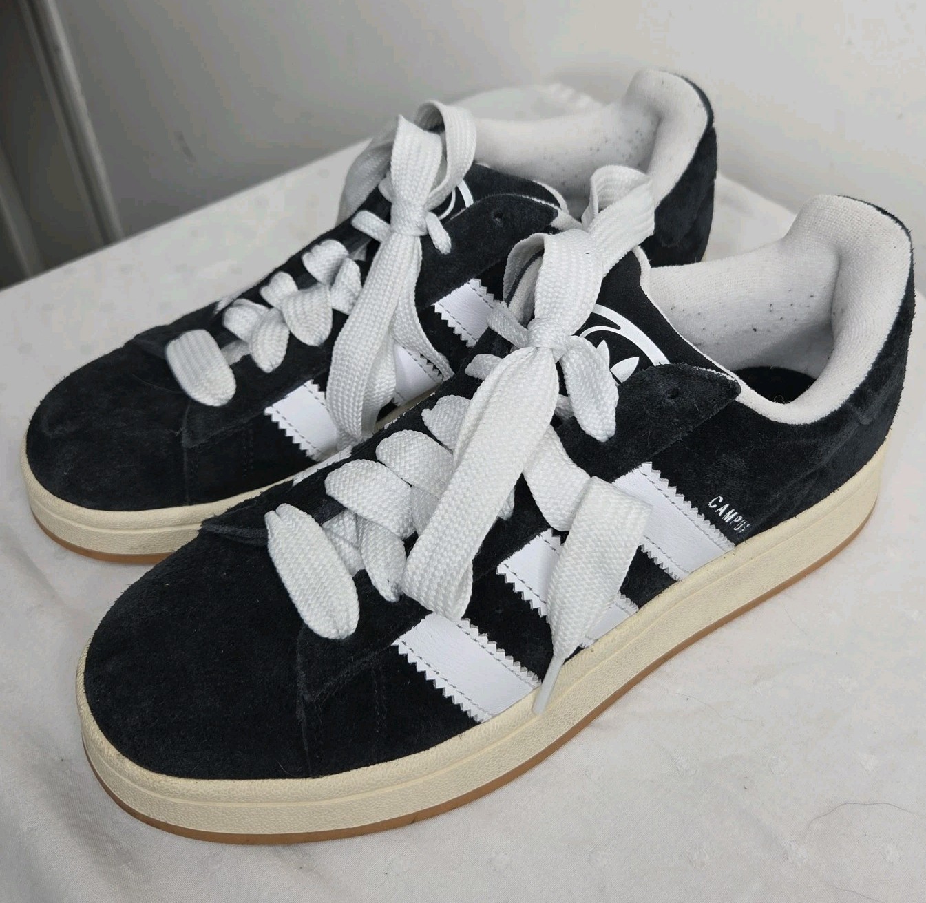 Adidas Campus 00s Mens Size 8 Black White Suede HQ8708 Gum Sole 2023