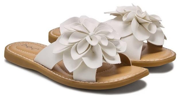 b.o.c. by Born Women’s Pretty Flowered Comfy Flat Slide Sandals, White and Black