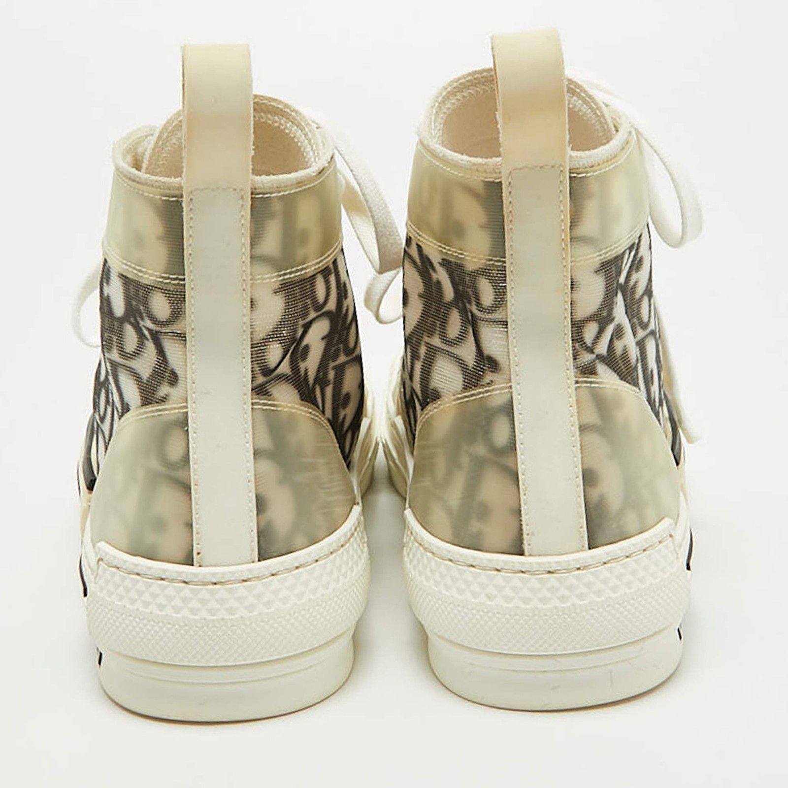 Dior B23 Size 39 WhiteBlack Oblique Mesh PVC and Rubber High Top Sneakers