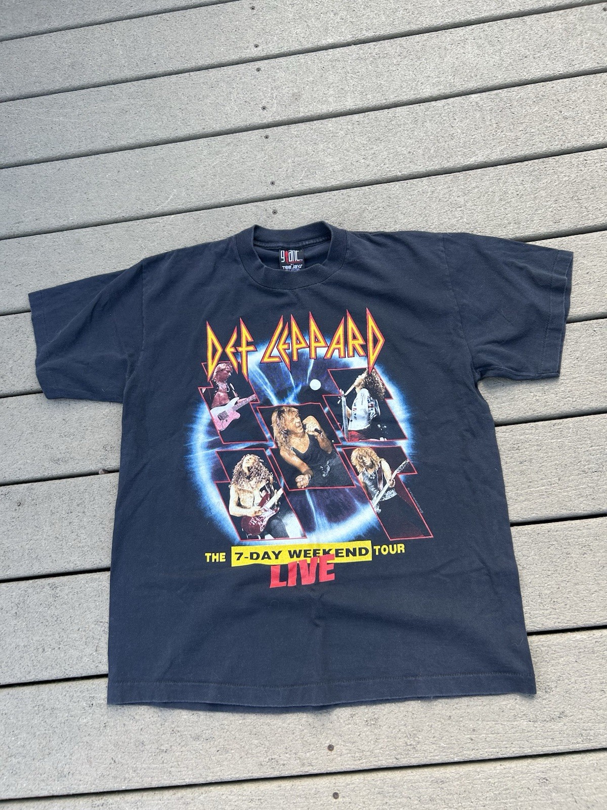 Vtg 90s Def Leppard T-Shirt Sz XL 1992-1993 7 Day Weekend Tour Band Rock Music