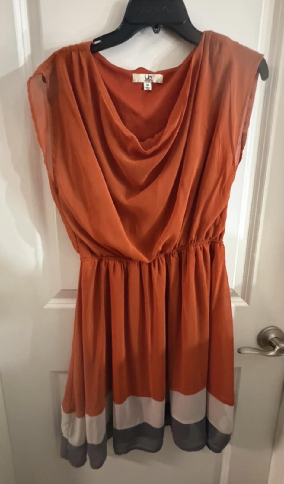 Y.A. Los Angeles Rust Draped Sleeveless Dress Size M Colorblock Hem