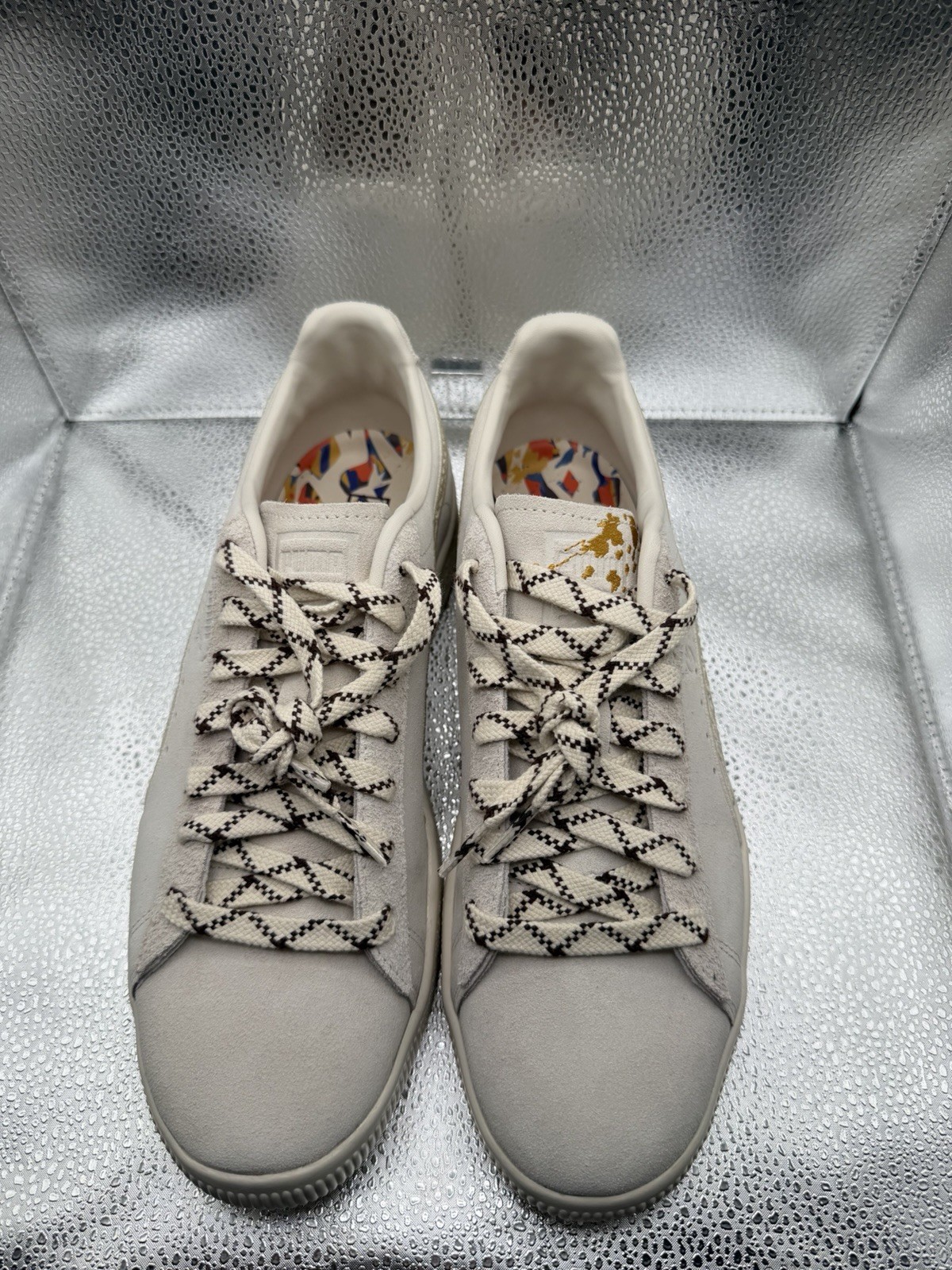 PUMA Clyde Leather Men’s White/Black Leather Lace Up Low-Top Sneakers US 8
