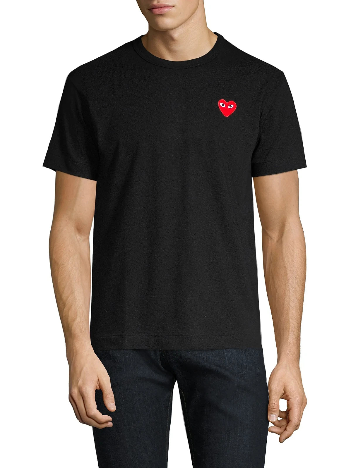 Comme des Garçons PLAY Unisex Black Red Heart Logo T-Shirt-Short Sleeve-Sz XL
