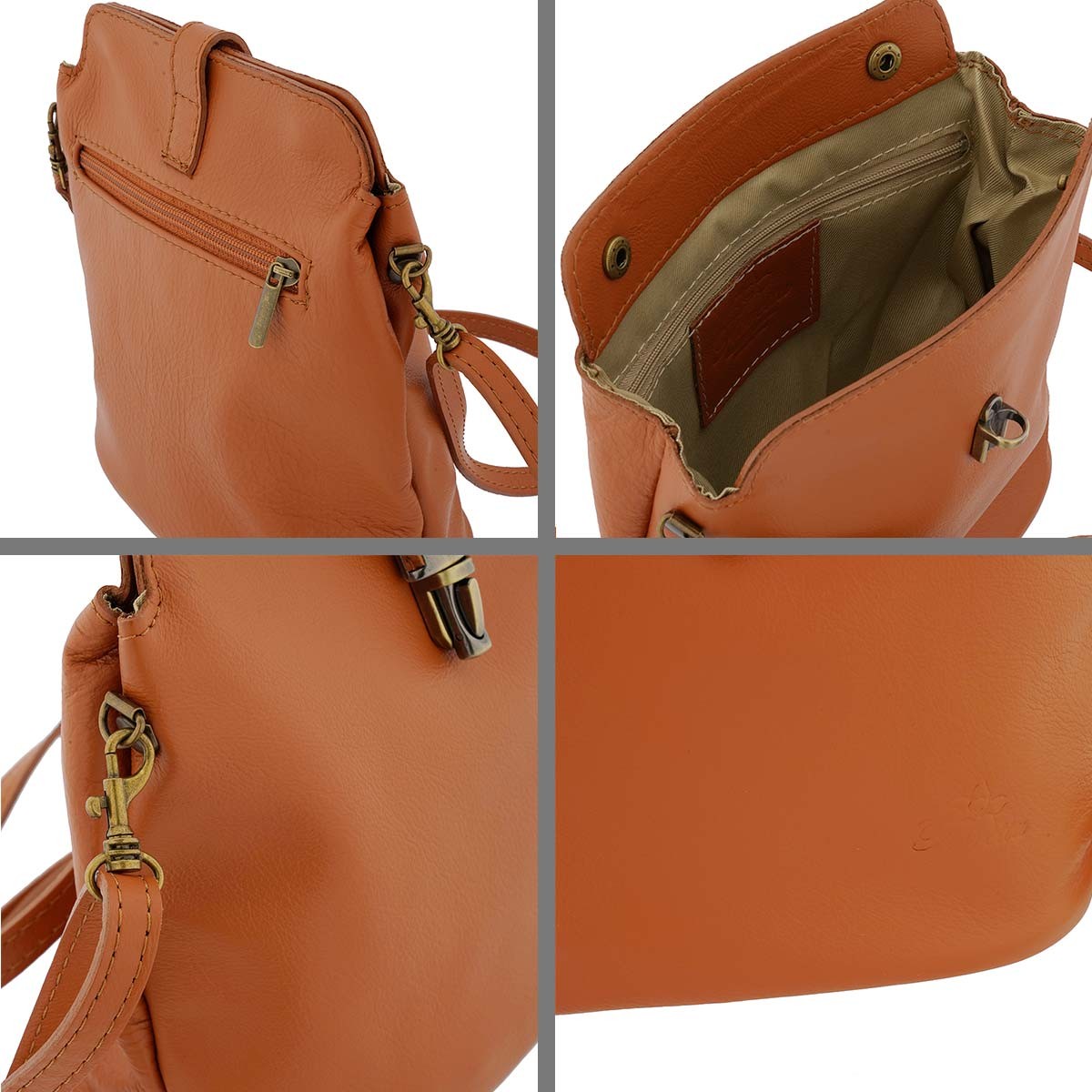 GlassOfVenice Fioretta Italian Genuine Leather Small Crossbody Shoulder Bag Purs