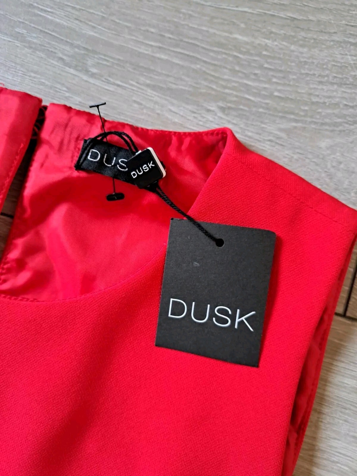 Dusk By Roman Red Stretch Sleeveless Peplum Hem Dress Smart Occasion Office UK16