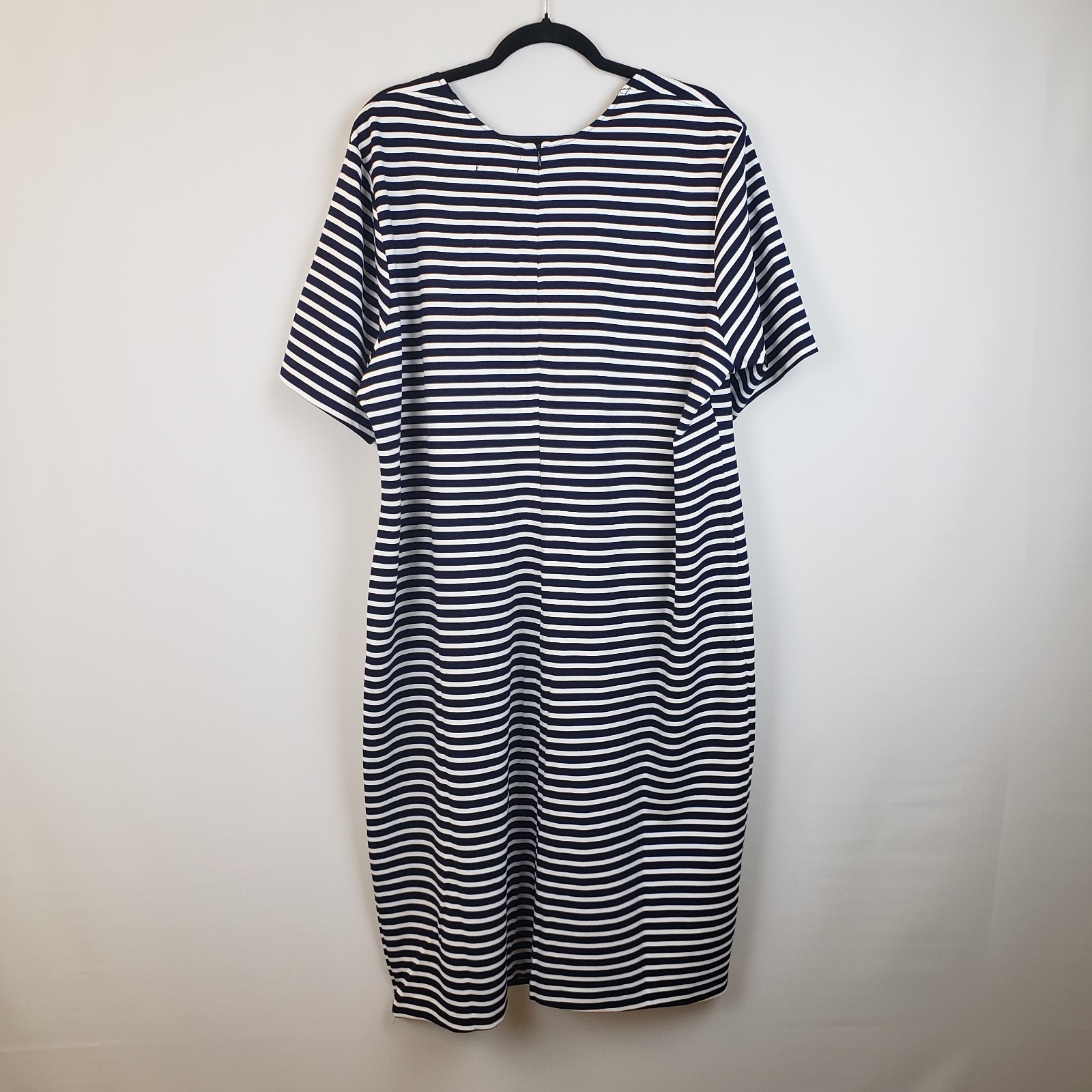 Universal Standard Dress 22/24 Envelope Neck Rayon Ponte Knit Navy White Stripe