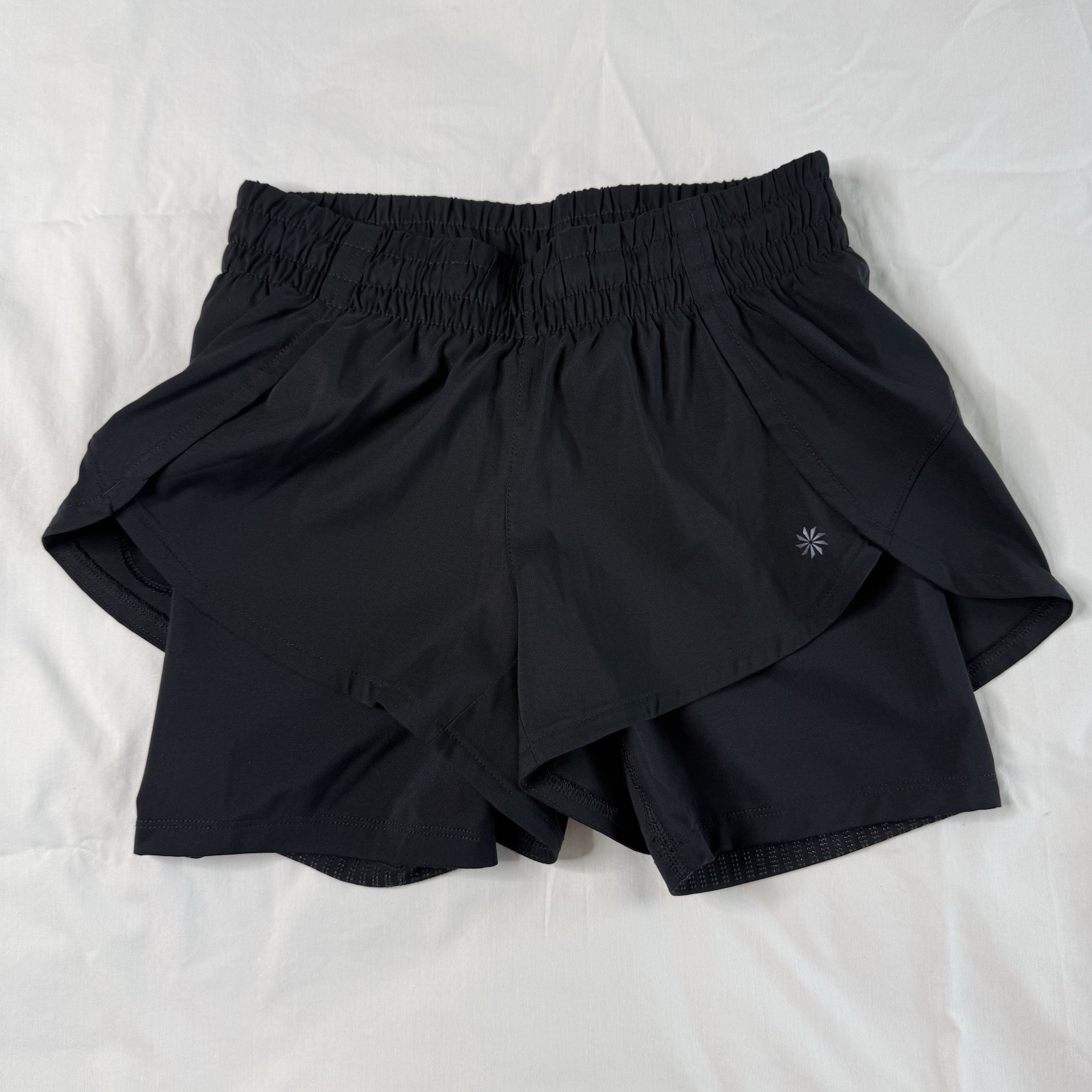 Athleta Ready Set Go 2-in-1 Running Athletic Gym Shorts Lined Black