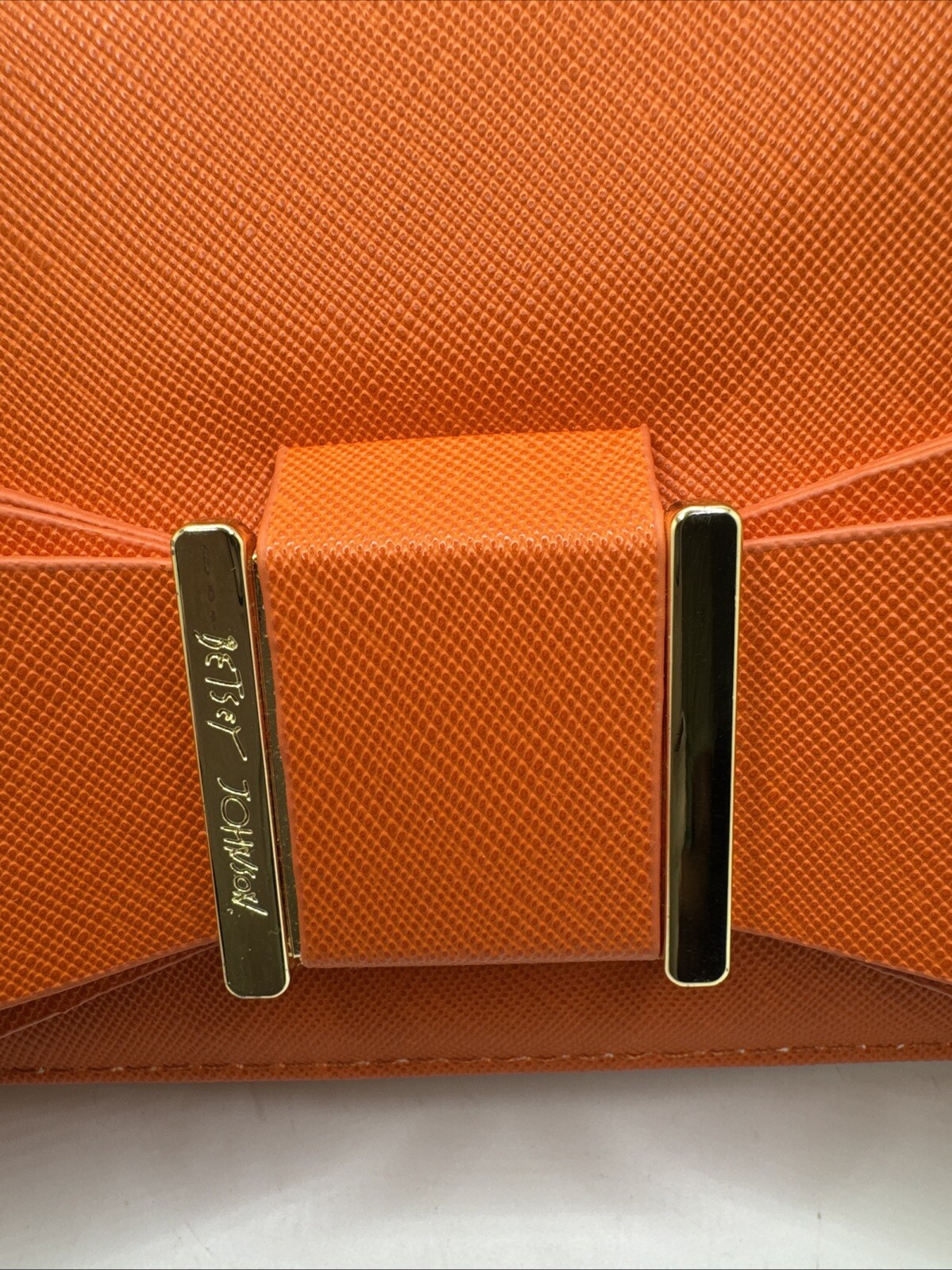 Orange Betsey Johnson Zipper Wallet Wrist Strap Bow Accent