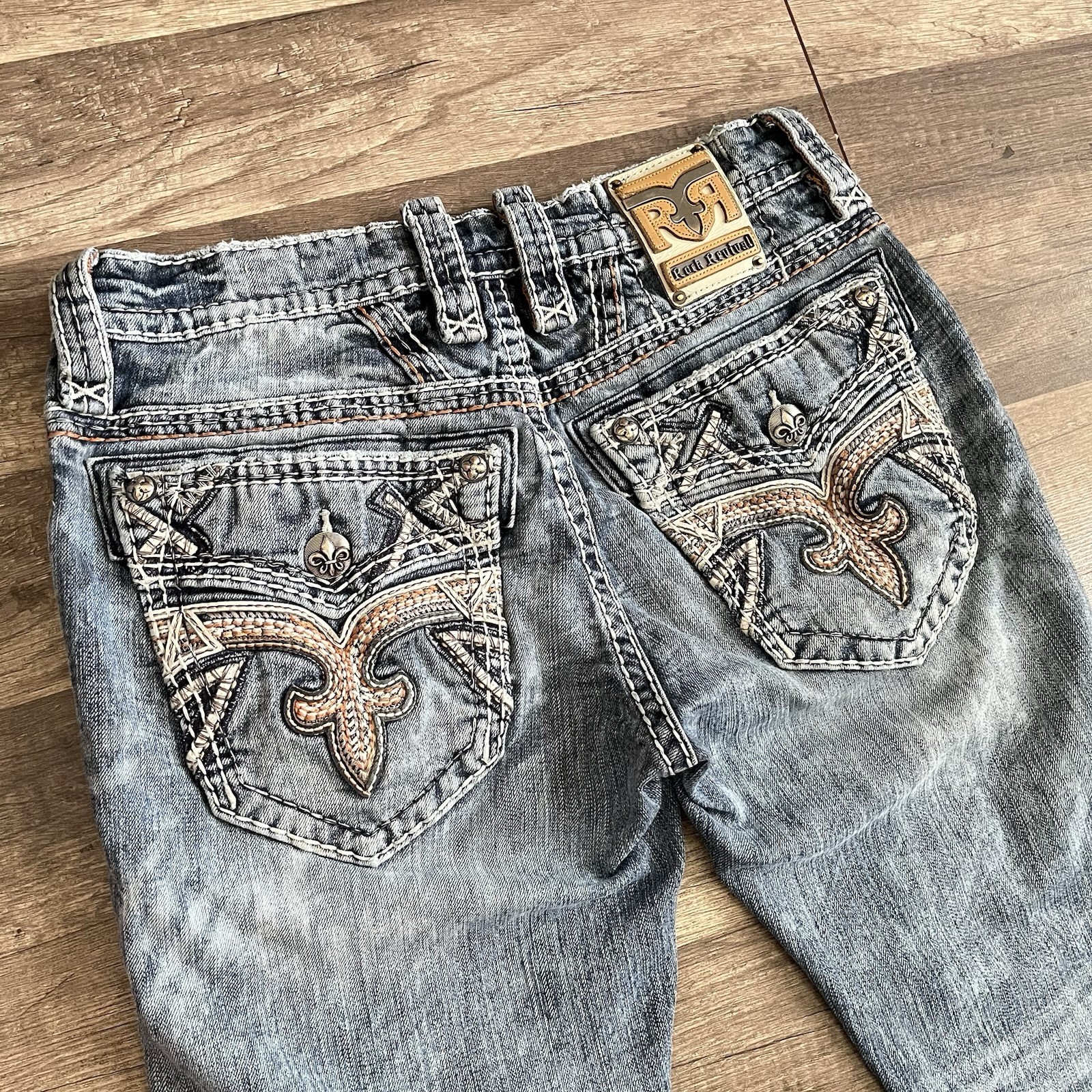 Rock Revival Mens “Rattan” Slim Bootcut Jeans Mens 32×30 Blue Denim