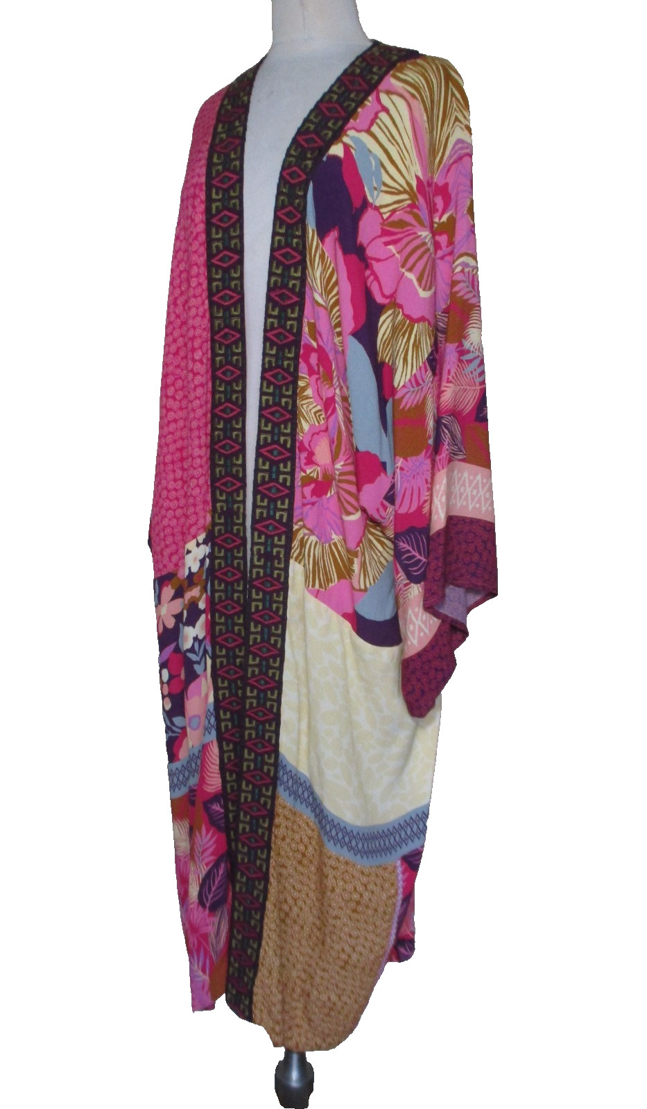 Sundance Paradiso Embroidered Long Kimono Coverup Patchwork Viscose XS/S Women