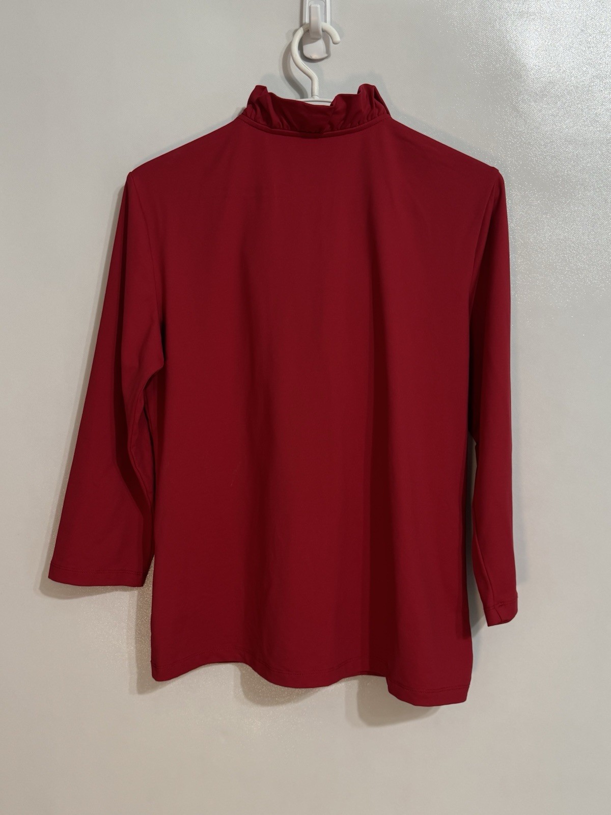 J. McLaughlin Large Durham Top Red Womens Catalina Cloth Ruffle Neck Office