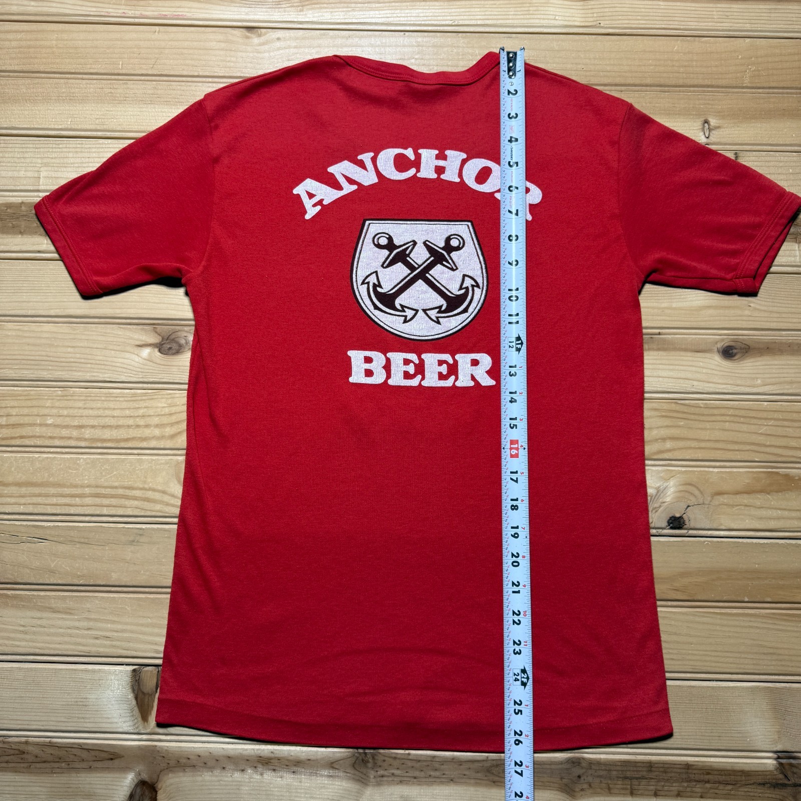 Vintage 80s Anchor Smooth Strong Beer White Variants Graphic Promo T-Shirt Small