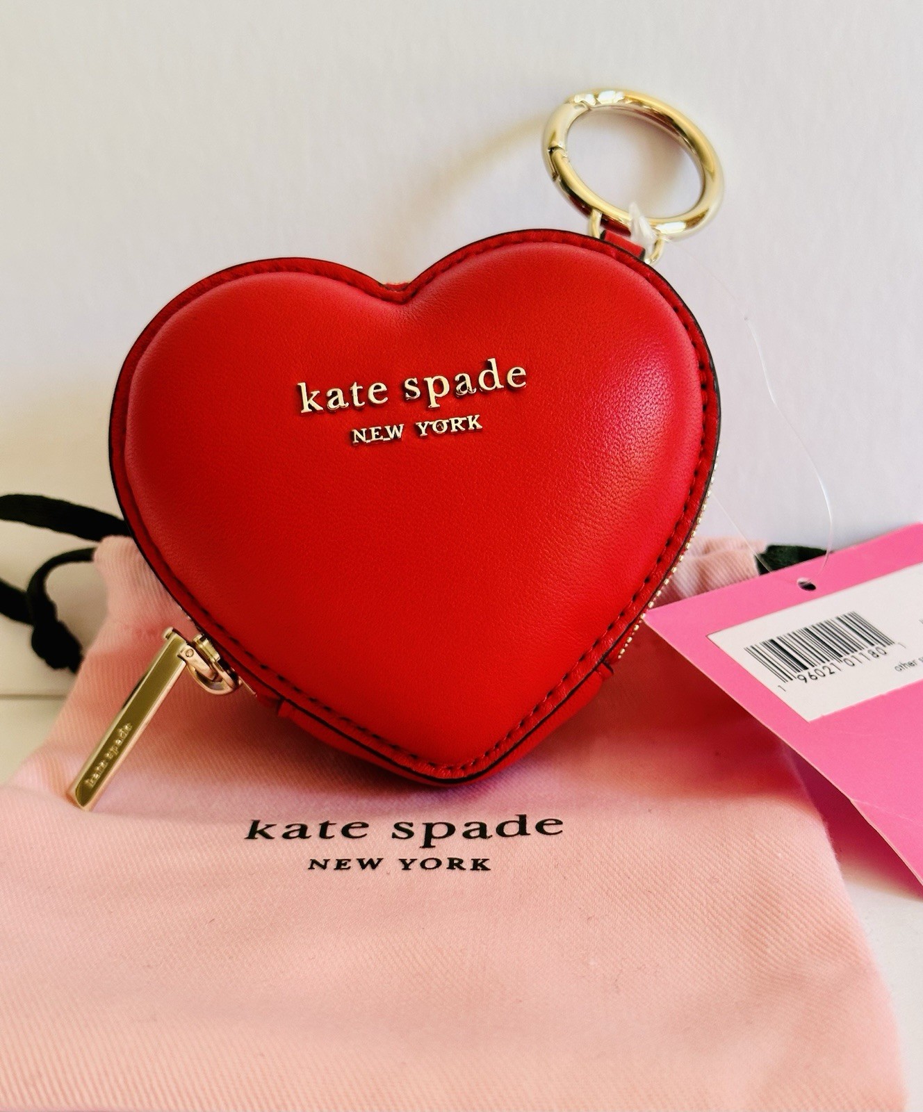NWT! Kate Spade Smooth Leather 3D Puffy Heart Coin Purse