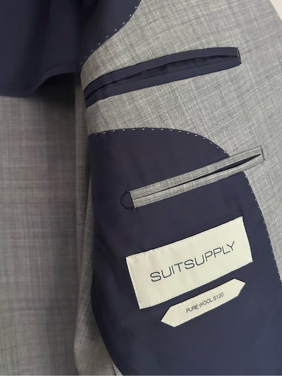 Suitsupply Light Grey Tailored Fit Havana Suit Jacket 38L Pure Wool S120