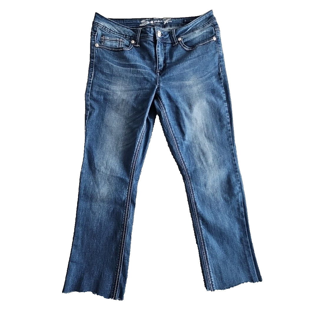 Seven7 Jeans Women’s Size 14 (32×26) Blue Slim Boot Embroidered Pockets