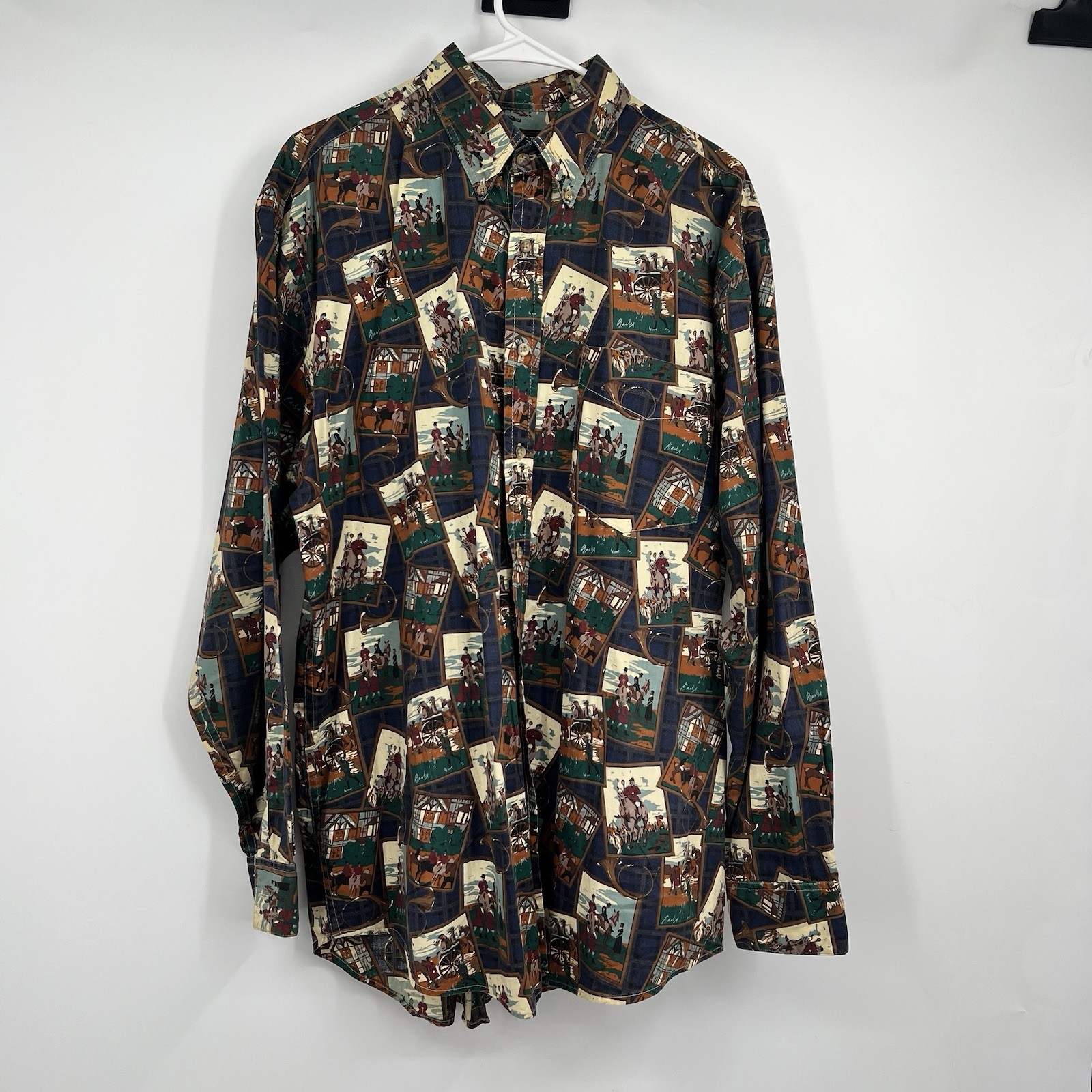 Vintage Mens Button Shirt Equestrian