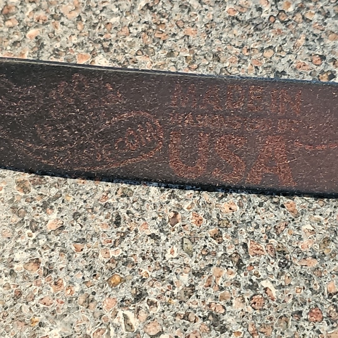 Jon Wye USA Made Brown Leather Belt Great Wave off Kanagawa Tsunami 38-45 Waist