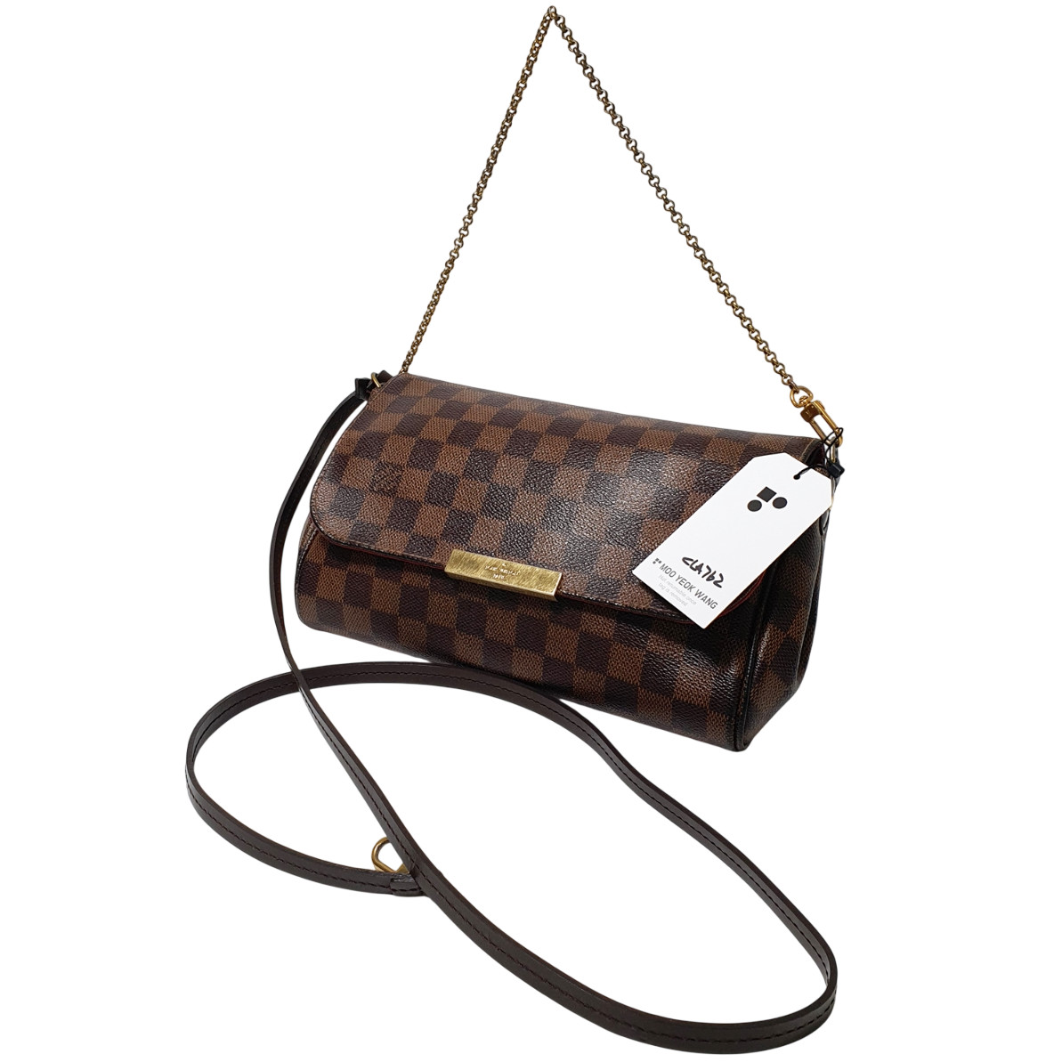 TARIFF FREE Authentic Louis Vuitton Favorite MM Damier Ebene N41129 Daily CLA762