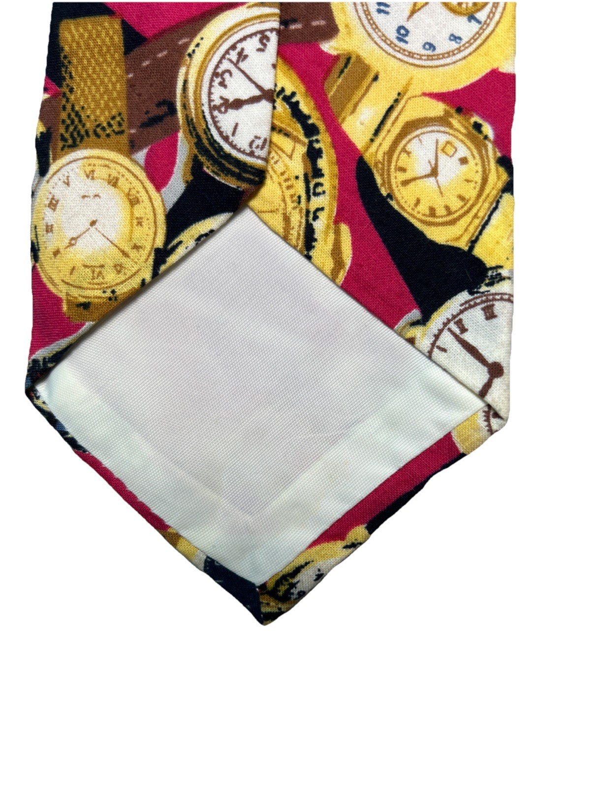 (2) Lago Ties Clock & Watch Black & Brown & Yellow or Raspberry Made In USA