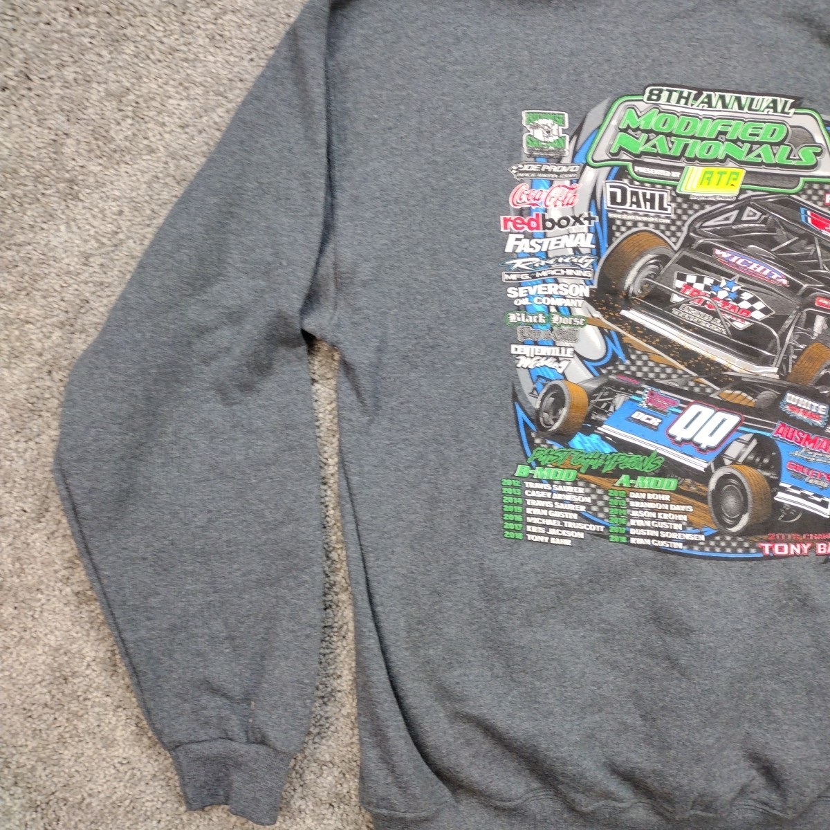 Modified Nationals Speedway Dirt Track Racing Dbl Sided Graphic Hoodie XL Bahr