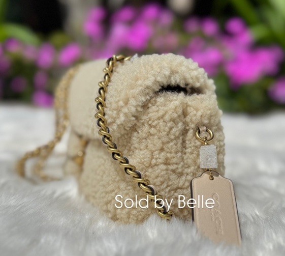 NWT Coach Shearling Tabby 20 In Shearling Beige Crossbody Bag Shoulder Purse