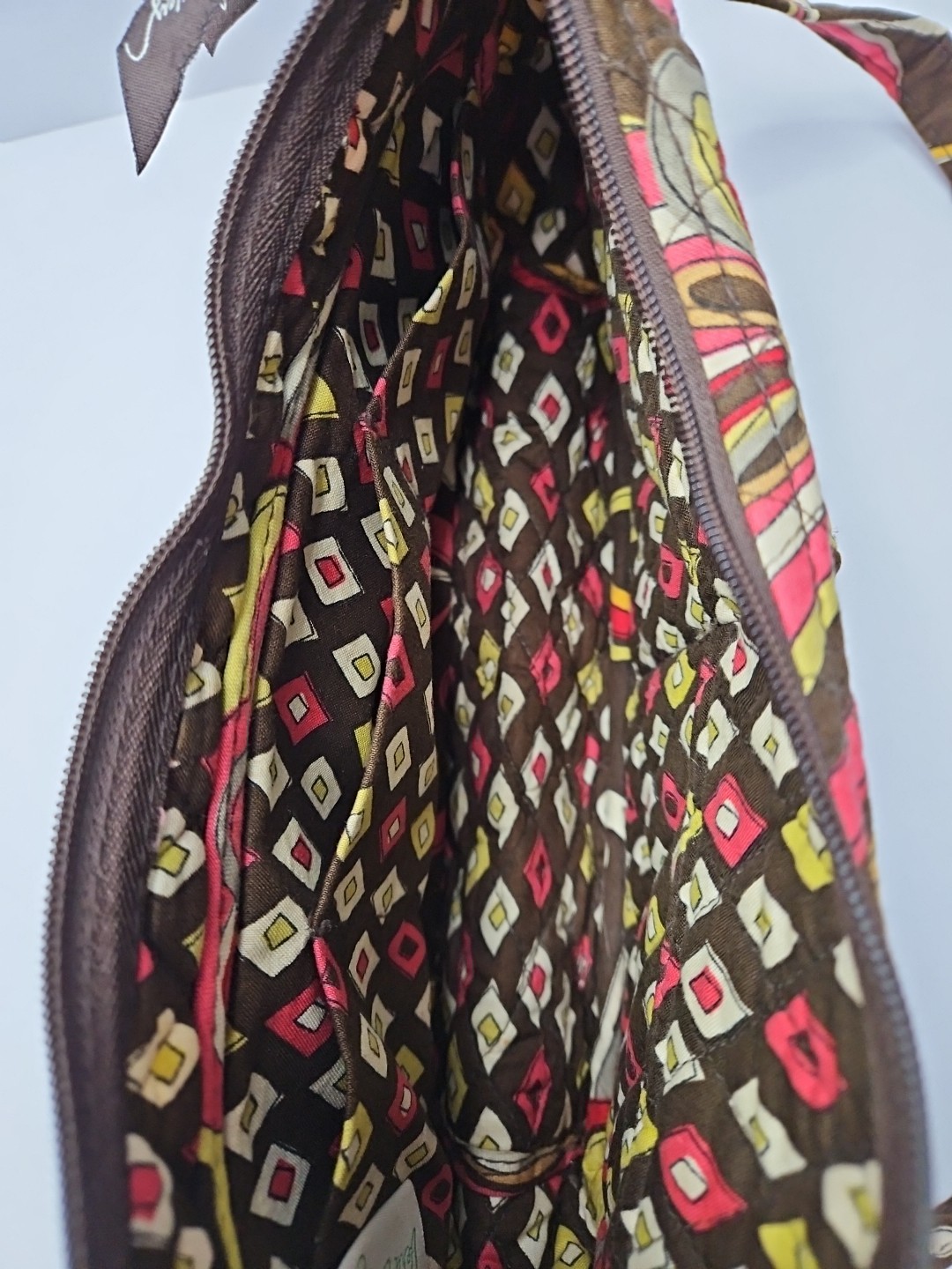 Vera Bradley Libby Crossbody Small Purse Puccini Brown Red Yellow