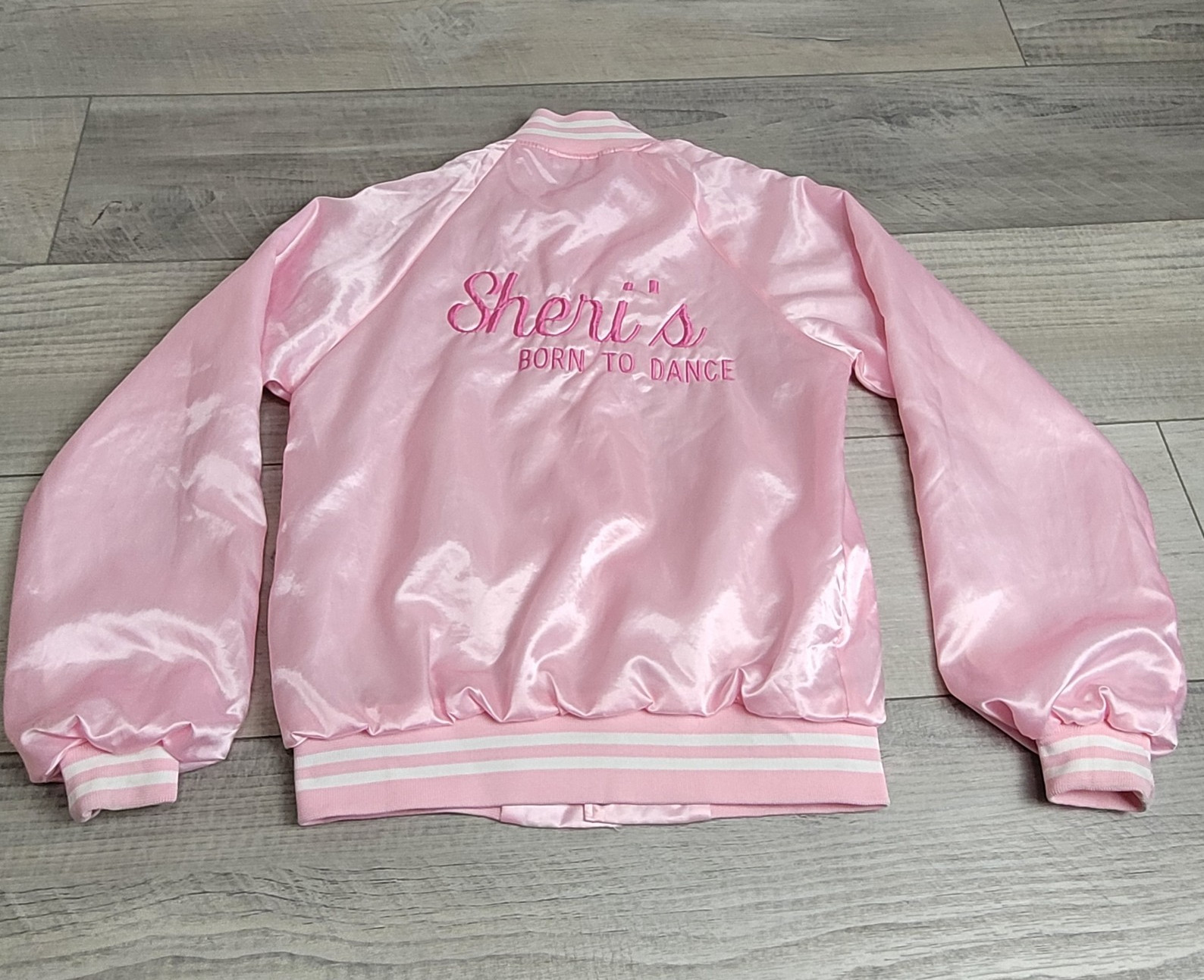 HARTWELL Bomber Jacket Womens Small Pink Satin “Sheri’s Born to Dance” (c-video)