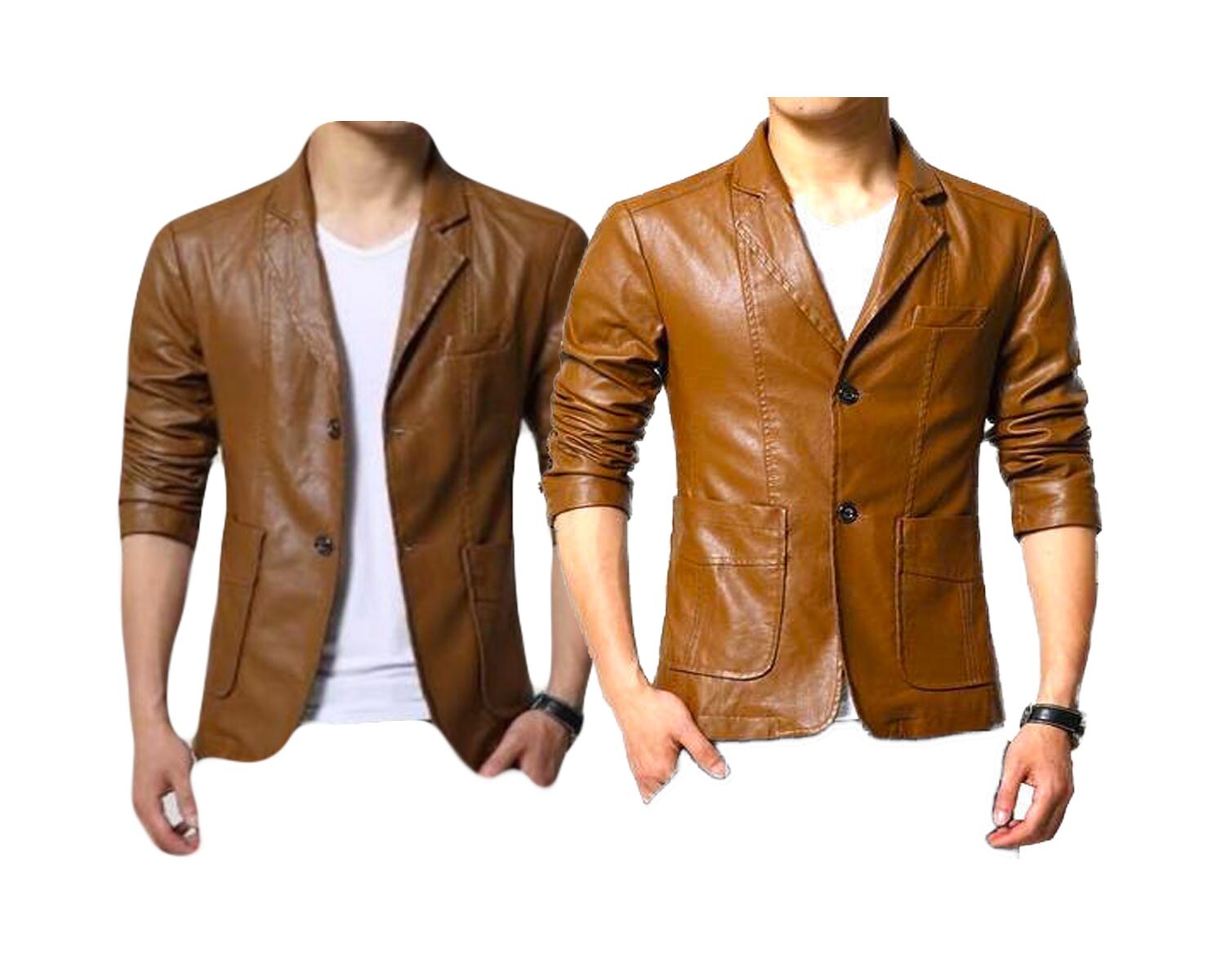 Genuine Lambskin Tan Leather Blazer Slim Fit Formal Outwear Party Blazer MB11a