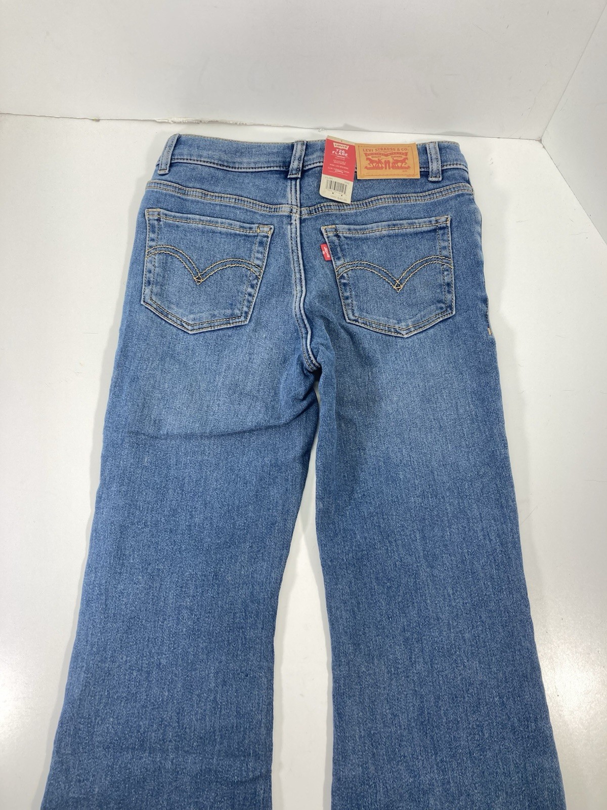 Levis 726 Flare Jeans Girls 8 24X26 Blue Denim Stretch Adjustable High Rise NWT