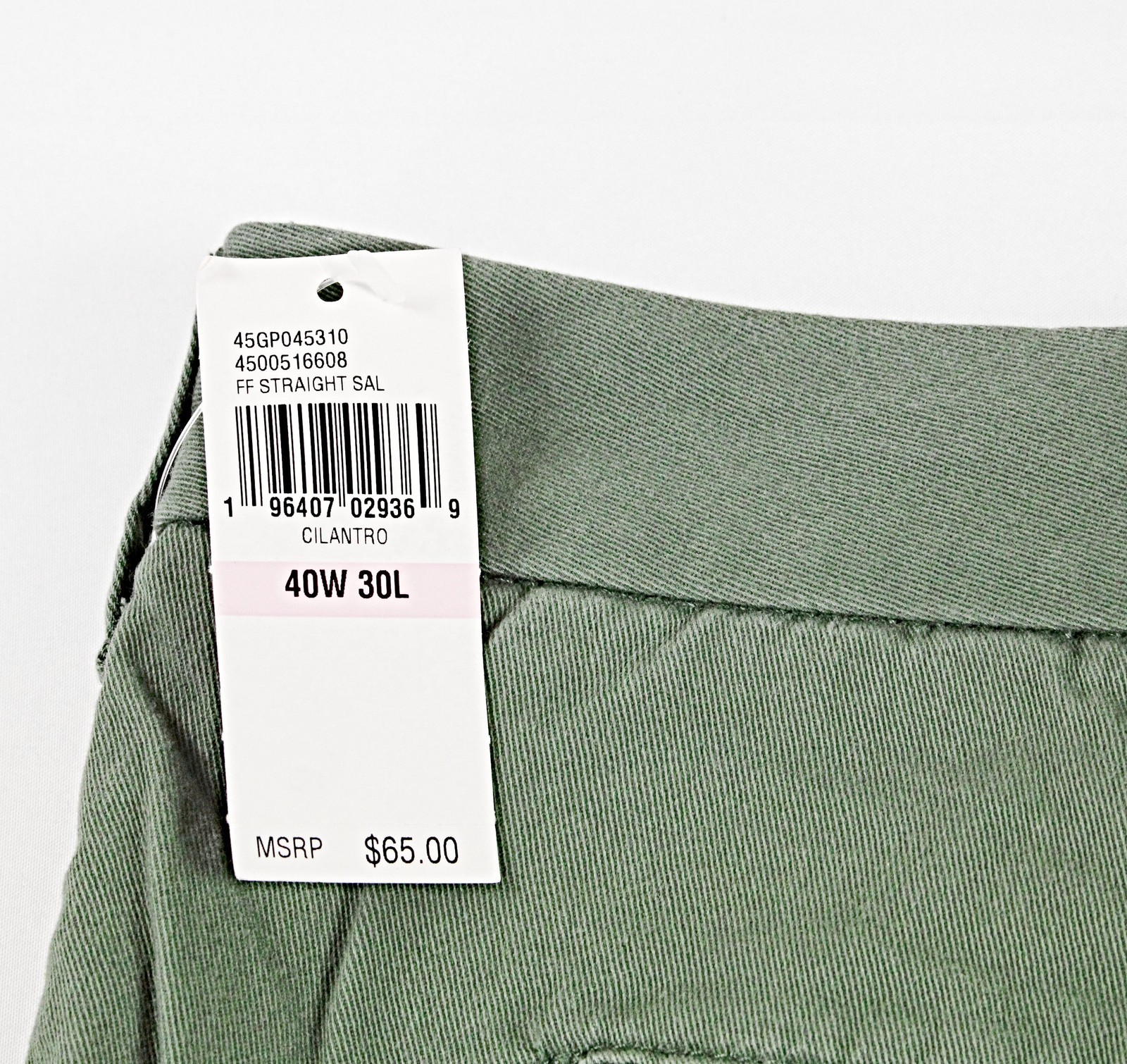 Izod Saltwater Chino Pants Mens 40×30 Green Stretch Straight Flat Front $65 NEW
