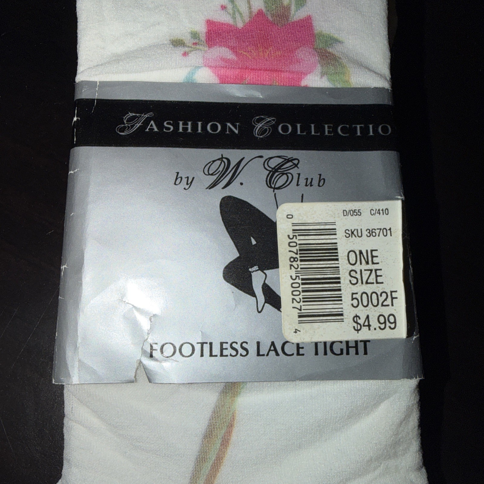 Vintage Floral Footless Lace Tights One Size Made in USA