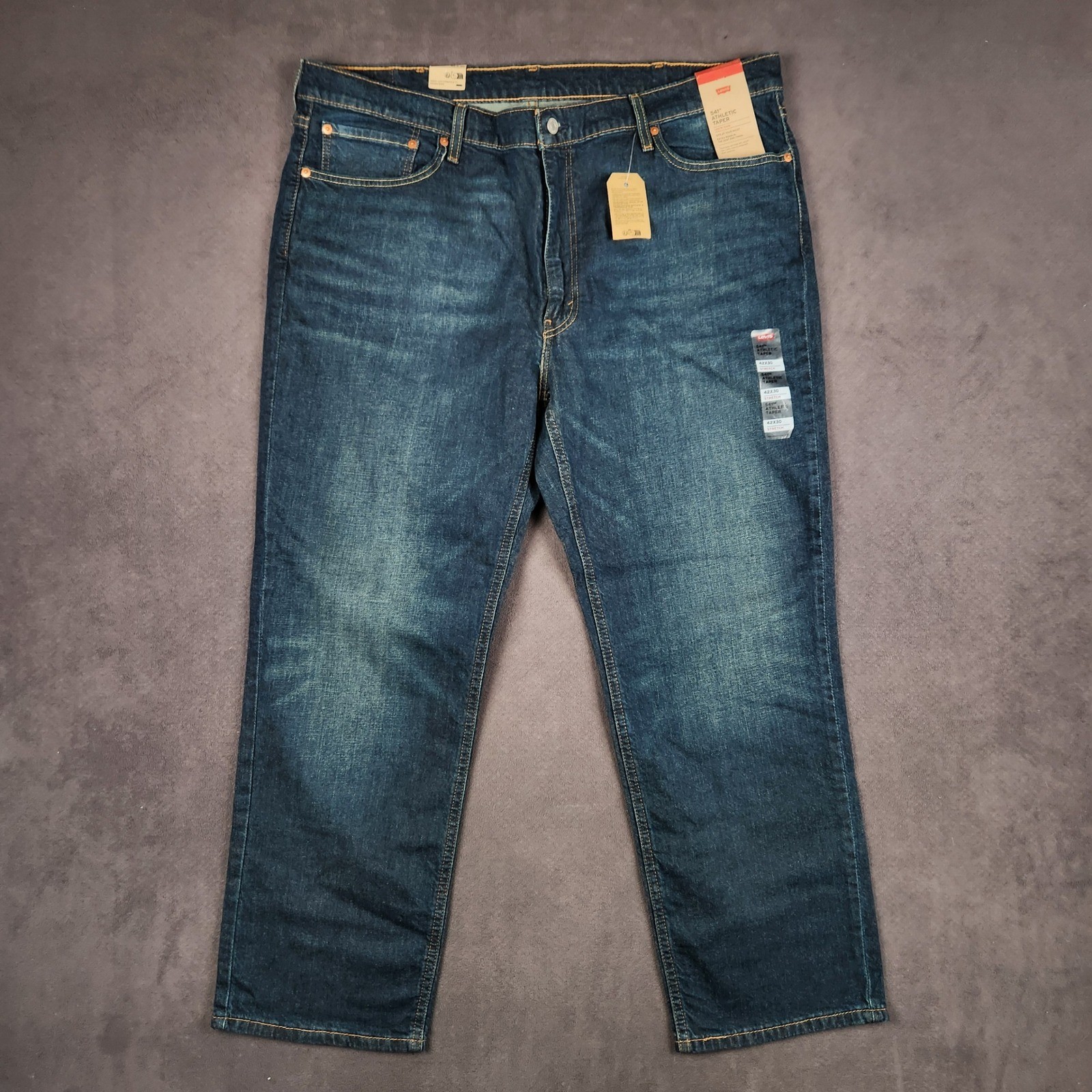 Levis 541 Athletic Taper Jeans Mens 42×30 Cleaner Dark Indigo Wash Stretch NEW