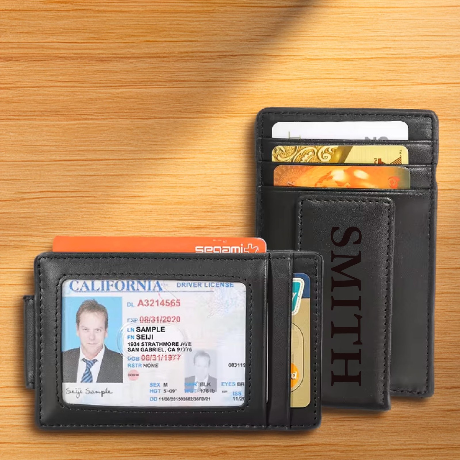 Personalized Leather Magnetic 4.3″ x 3.34″ x 0.23″, Dark Brown, Black