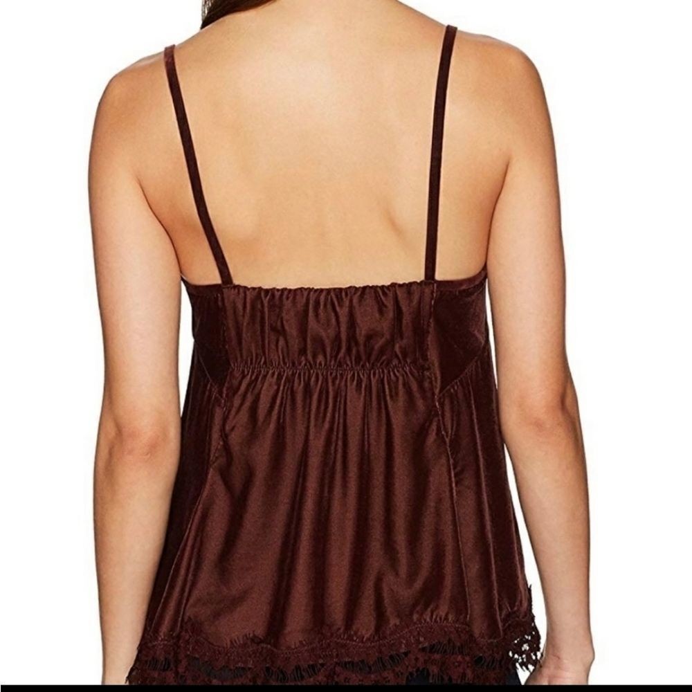 Max Studio Velvet Lace Cami Top Burgundy NWT Size S Sexy Date Night Camisole