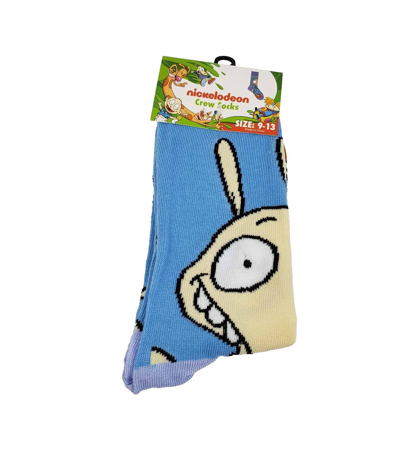 Nickelodeon Mens Size 9-13 Blue Rockos Modern Life Novelty Graphic Crew Socks