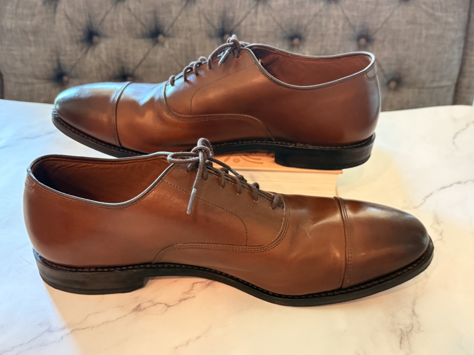 ALLEN EDMONDS Park Avenue Cap-Toe Oxfords 14 EEE Brown Leather Dress Shoes 2179