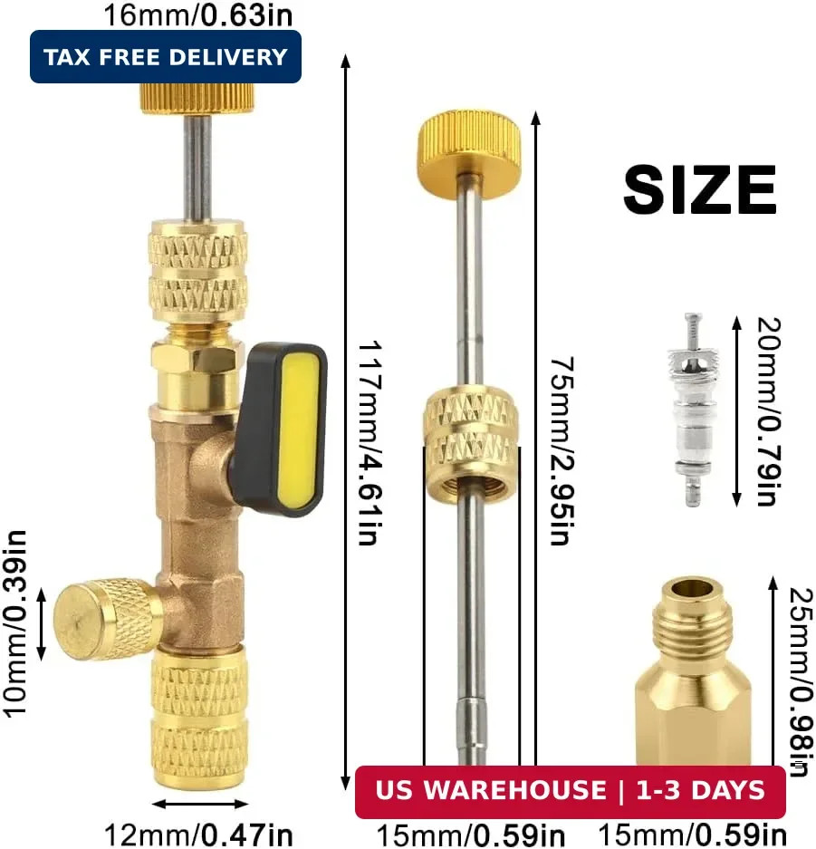 Professional Dual Size 1/4″ & 5/16″ SAE Valve Core Remover/Installer Tool Kit, C