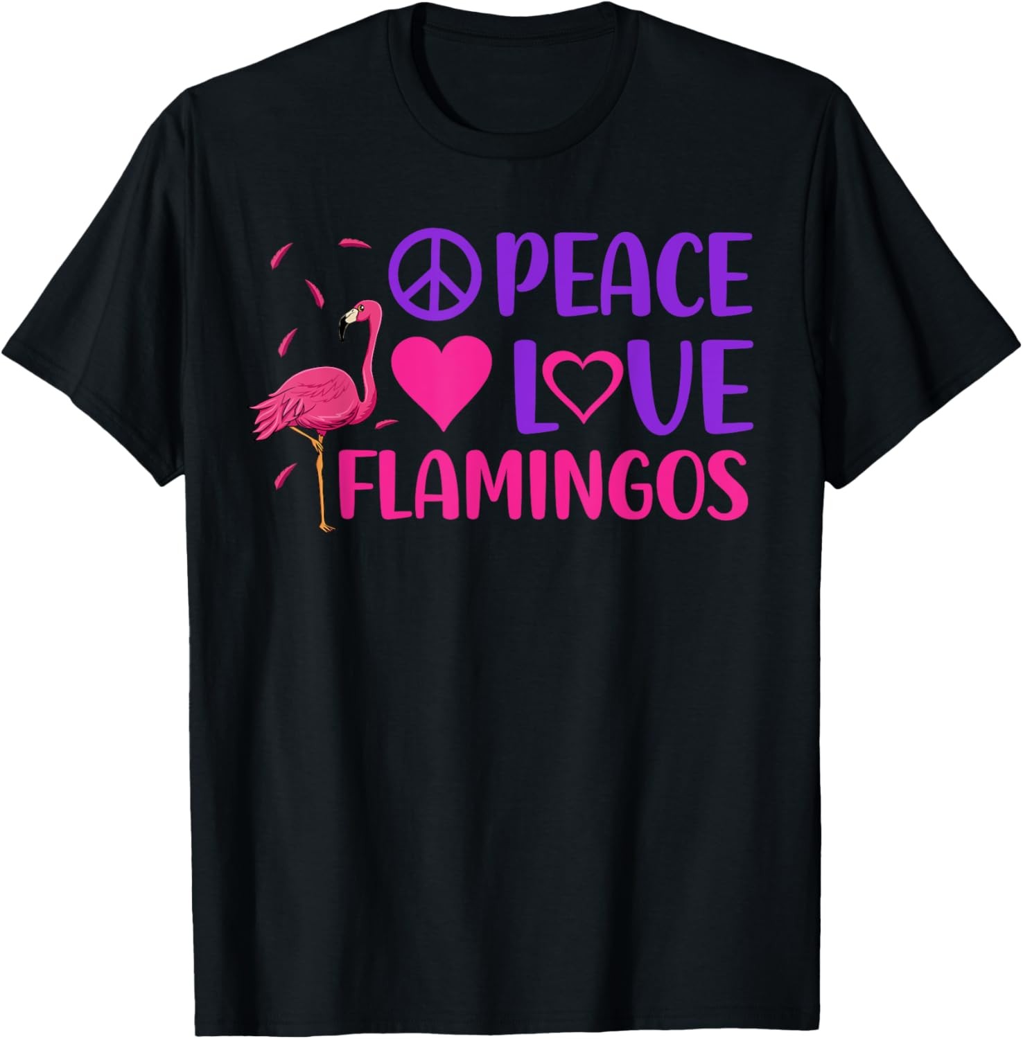 Peace Love Flamingo Funny Pink Bird Flamingos Lovers Hearts T-Shirt